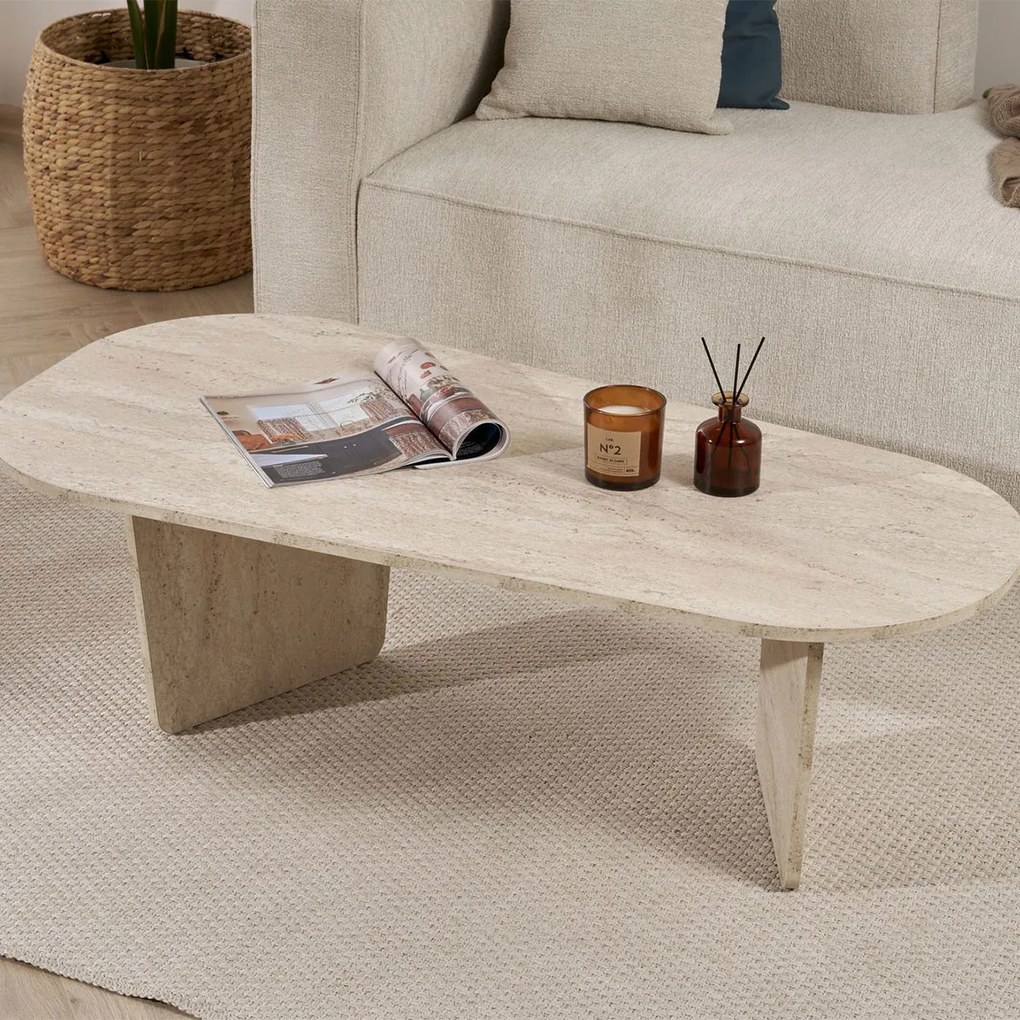 Τραπέζι Σαλονιού (130x65x40) A-G Ovalis 838NRD1106 Travertine