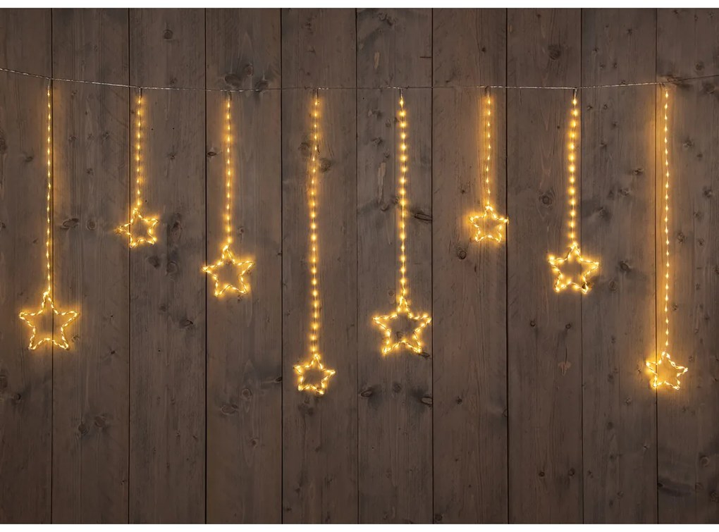 ΦΩΤΑΚΙΑ ΚΟΥΡΤΙΝΑ 364L/200X80CM LED ΚΛΑΣΣΙΚΟ ΘΕΡΜΟ (3CM ΜΕΤΑΞΥ LED) 10 STRINGS 5X 10CM/ 3X 13CM / 2X 15CM STAR - 5M ΚΑΛΩΔ