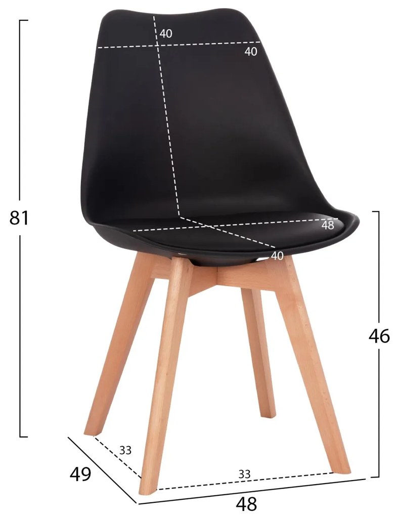 Σετ τραπεζαρίας VEGAS C21185 5τμχ MDF TOP Μαύρο &amp; Καρέκλες Μαύρο - Φυσικό Οξιάς 120x60x74 εκ.