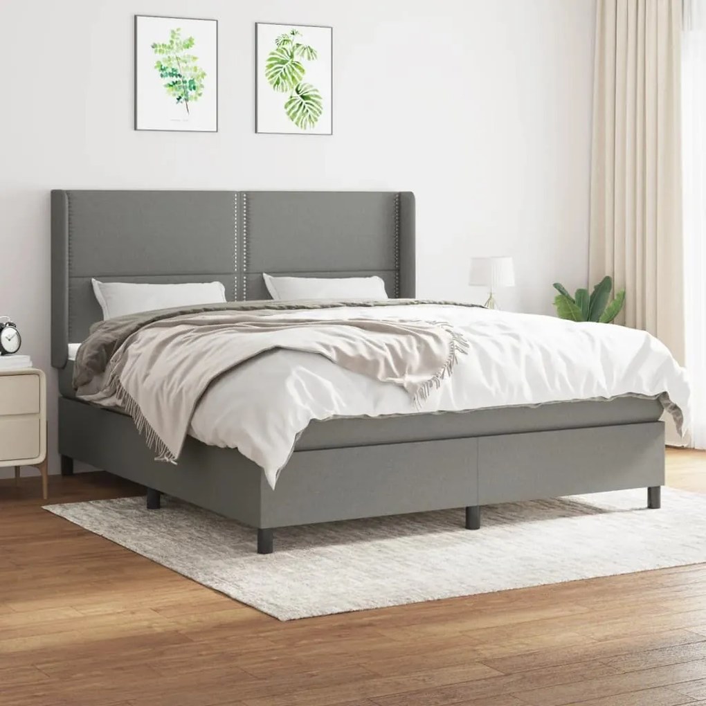 ΚΡΕΒΑΤΙ BOXSPRING ΜΕ ΣΤΡΩΜΑ ΣΚΟΥΡΟ ΓΚΡΙ 180X200 ΕΚ ΥΦΑΣΜΑΤΙΝ 3131370