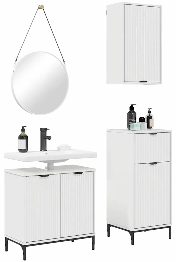 vidaXL Σετ Επίπλων Μπάνιου 3 pcs Γυαλιστερό λευκό 39.5 x 36 x 88 εκ