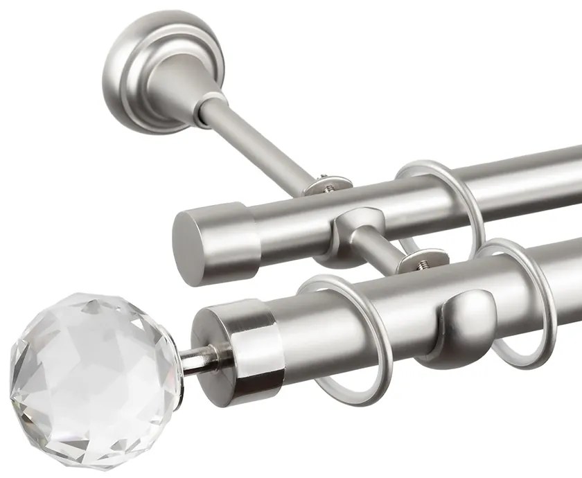 Κουρτινόβεργα διπλή απλή Cristal 25/19 – χρώμιο ματ - 400 cm