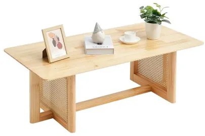 VEVOR Rattan Coffee Table Rectangle Rattan Coffee Table 1-Tier for Living Room