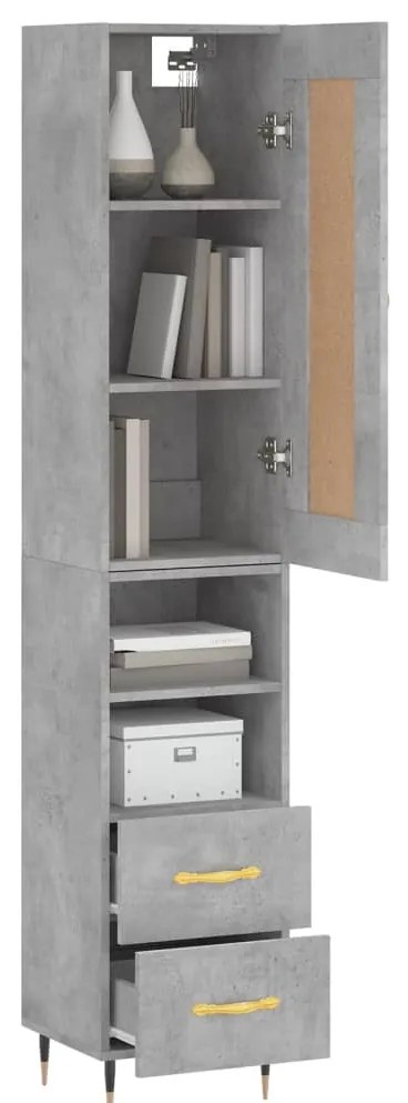vidaXL Ντουλάπι Γκρι Σκυροδέματος 34,5x34x180 εκ. Επεξεργασμένο Ξύλο