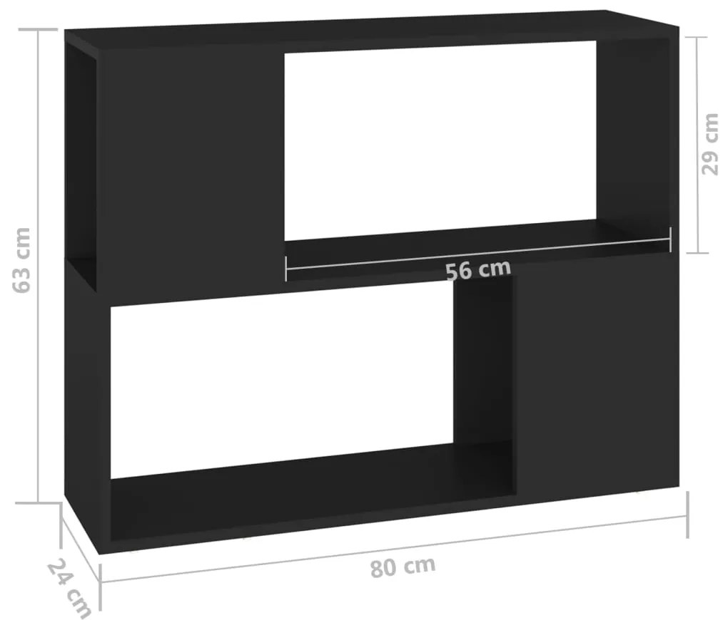 vidaXL Έπιπλο Τηλεόρασης Μαύρο 80 x 24 x 63 εκ. από Επεξ. Ξύλο