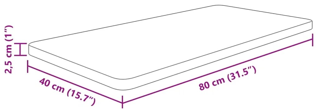 vidaXL Πάγκος Μπάνιου 80x40x2,5 εκ. Ακατέργαστο Μασίφ Ξύλο