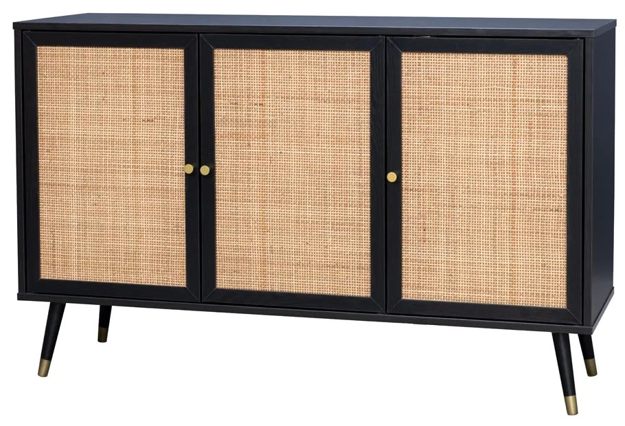 Liberta VIENNA ΜΠΟΥΦΕΣ ΜΑΥΡΟ ΜΕ RATTAN 120x39xH75,5cm 120x39xH75,5cm 05-0564