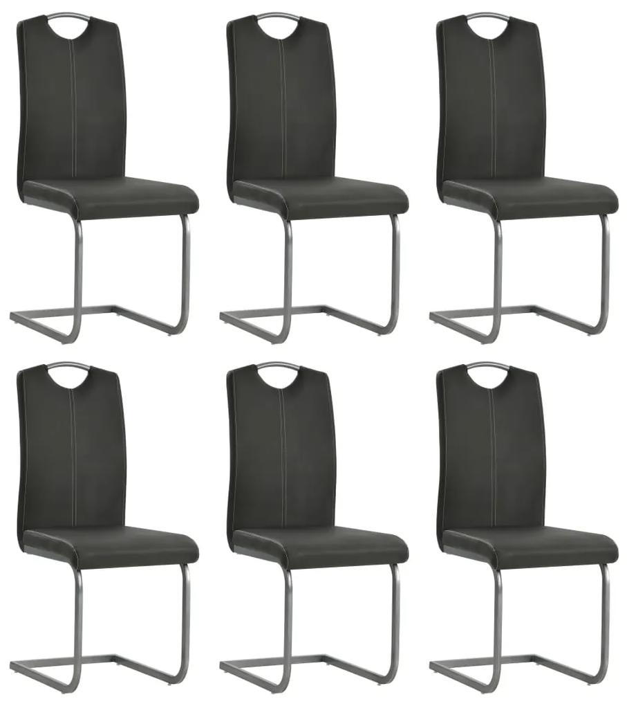 Καρέκλες Τραπεζαρίας «Πρόβολος» 6 τεμ. Γκρι από Συνθετικό Δέρμα