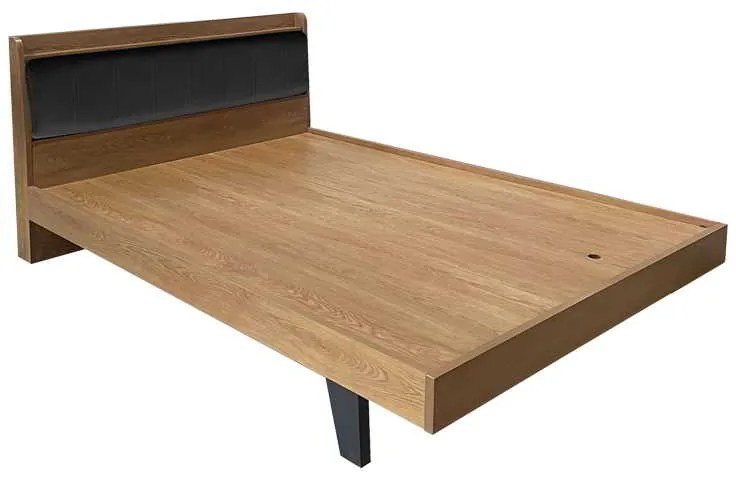 Κρεβάτι Frankly pakoworld mdf-pu σε καρυδί-μαύρο απόχρωση 150x200εκ