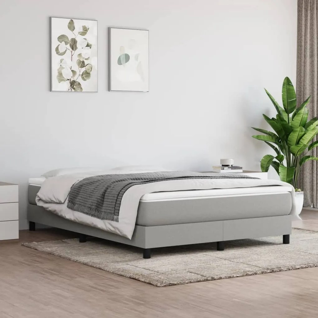 vidaXL Κρεβάτι Boxspring με Στρώμα Ανοιχτό Γκρι 140x190 εκ. Υφασμάτινο