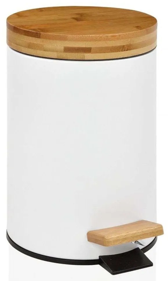 Κάδος Απορριμμάτων LBTAH-BA19300 Φ17x26cm 3lt White-Brown Andrea House Metal,Bamboo