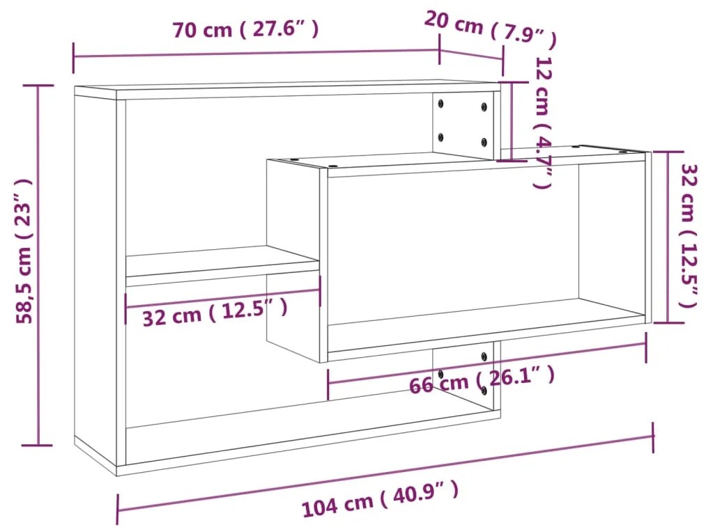 Ραφιέρα Τοίχου Γκρι Sonoma 104x20x58,5 εκ. Επεξεργασμένο Ξύλο - Γκρι