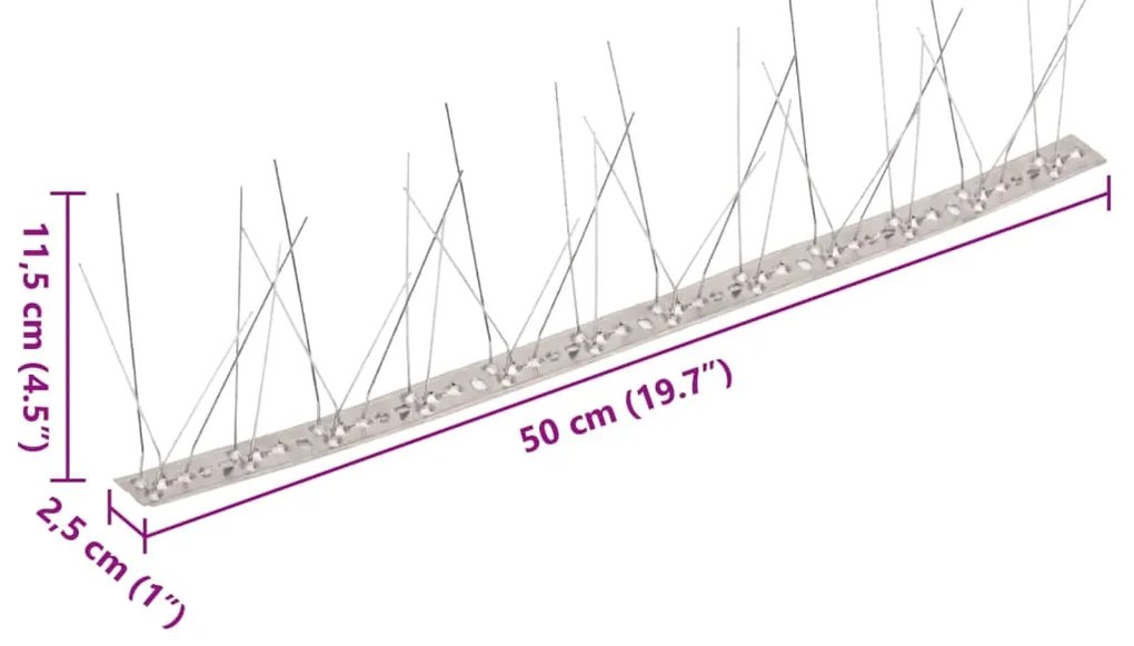 vidaXL Απωθητικές Ακίδες Περιστεριών 5 Σειρών Σετ των 6 3 μ. Αν.Ατσάλι