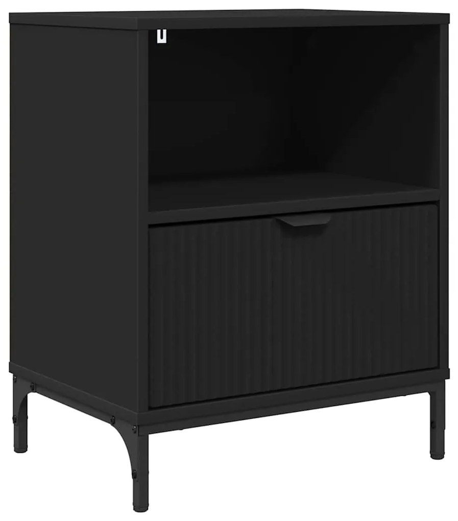 vidaXL Κομοδίνο με συρτάρι Μαύρο 49 x 36 x 61 εκ Επεξεργασμένο ξύλο
