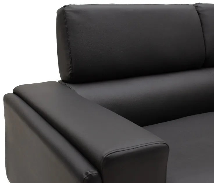 Καναπές Shea pakoworld 3θέσιος pu μαύρο-inox 198x80x87εκ