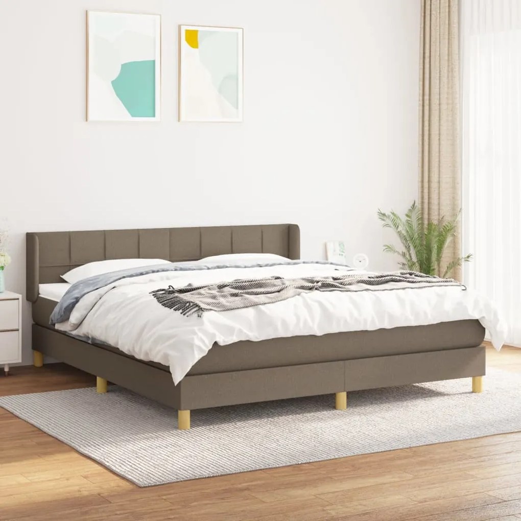 Κρεβάτι Boxspring με Στρώμα Taupe 160x200 εκ. Υφασμάτινο