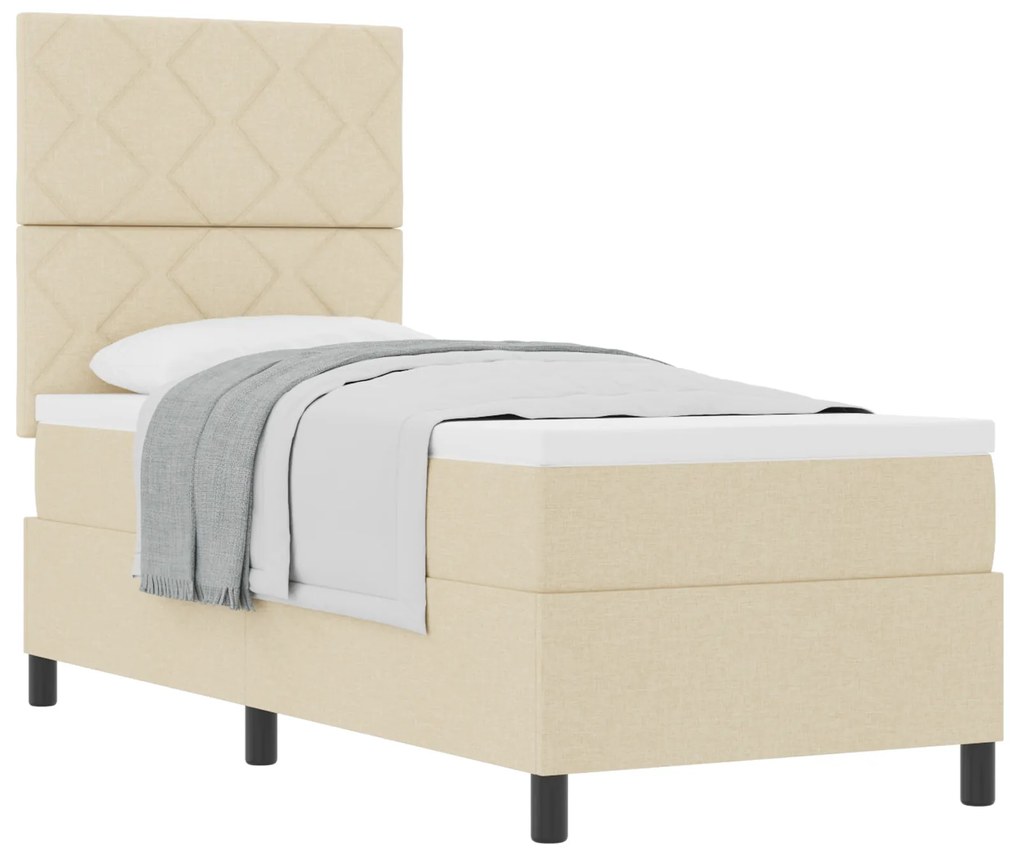 vidaXL Κρεβάτι με Ελατήριο Μπεζ 80 x 200 cm Ύφασμα