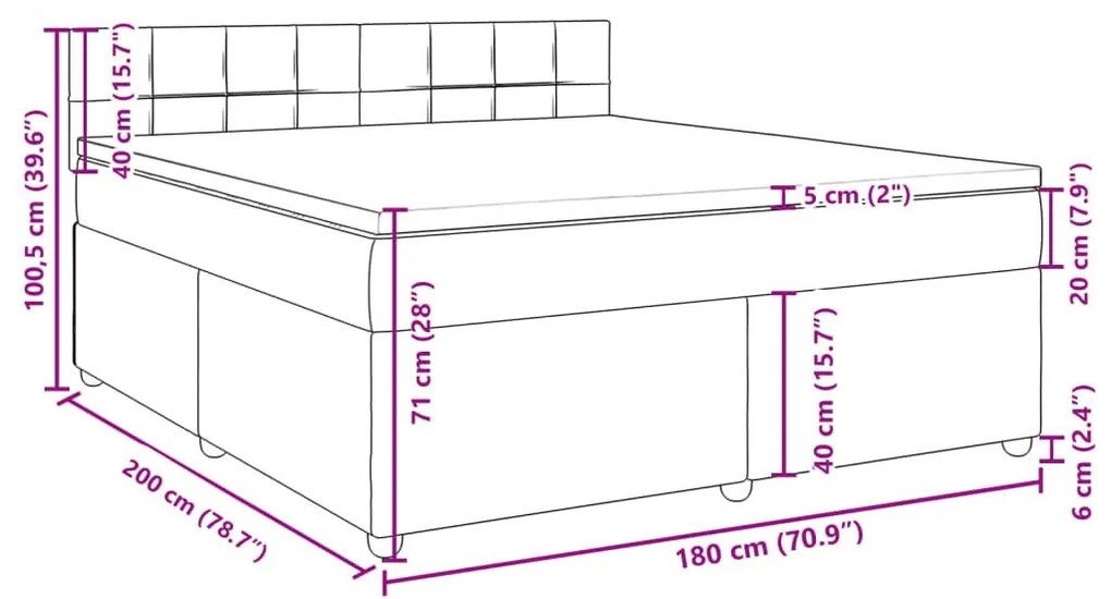 Κρεβάτι Boxspring με Στρώμα Taupe 180x200 εκ. Υφασμάτινο - Μπεζ-Γκρι