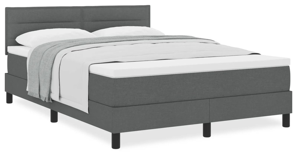 vidaXL Σκούρο Γκρι Κρεβάτι με Μοχλό και Στρώμα 140x200 εκ. Ύφασμα