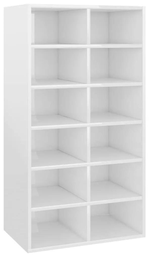 Παπουτσοθήκη Γυαλ. Λευκή Δρυς 54x34x100,5 εκ Επεξεργασμένο Ξύλο - Λευκό