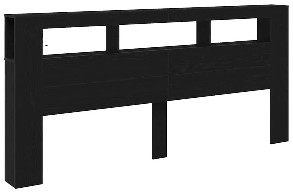 vidaXL LED κεφαλάρι με ράφι Μαύρη δρυς 220 x 18.5 x 103.5 εκ
