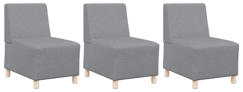 vidaXL Μοναδικός Καναπές χωρίς Χερούλια 3 pcs Ανοιχτό γκρι