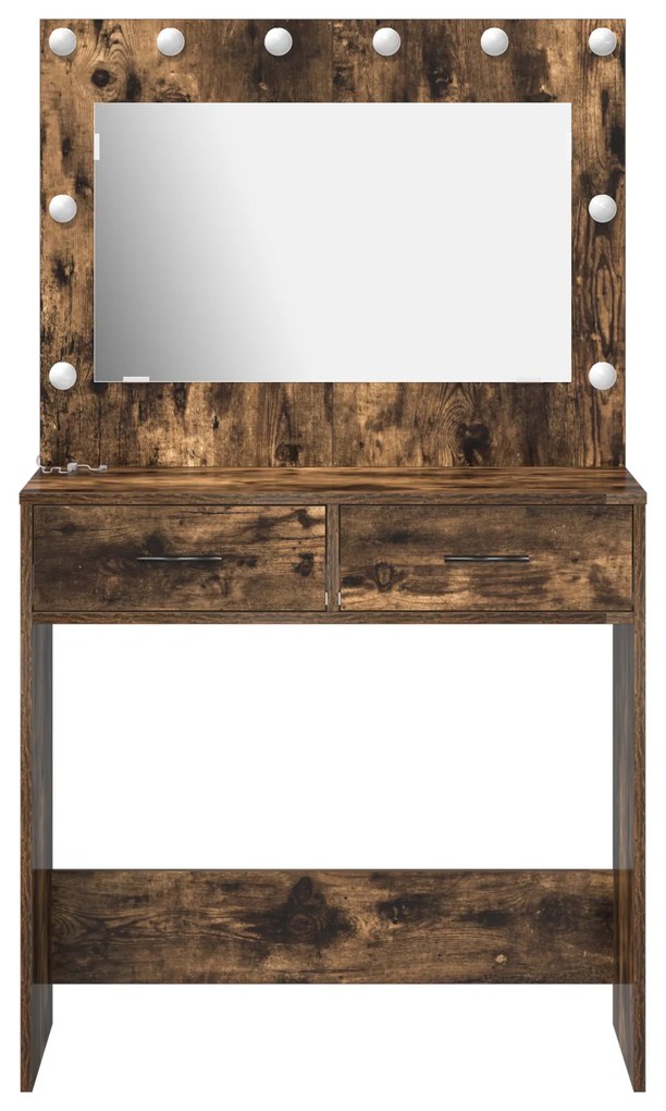 vidaXL Dressing Table με LED Φώτα Καπνιστού Δρυός 78.5x41x135 cm
