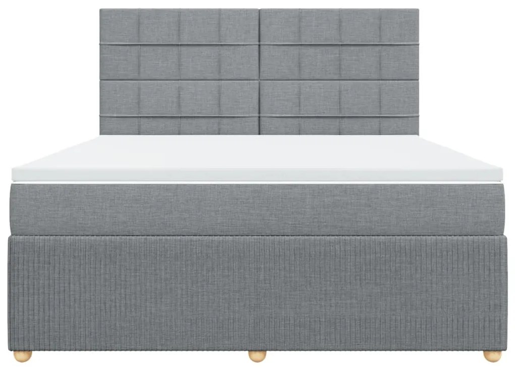 Κρεβάτι Boxspring με Στρώμα Ανοιχτό Γκρι 180x200 εκ. Υφασμάτινο - Γκρι