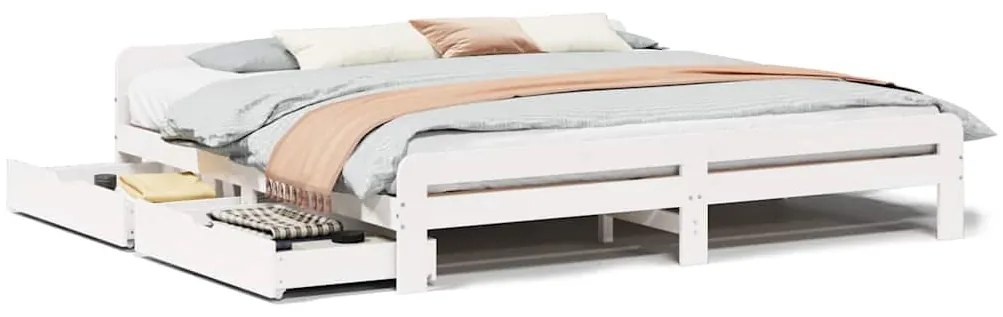 vidaXL Σκελετός Κρεβ. Χωρίς Στρώμα Λευκό 180x200 εκ Μασίφ Πεύκο