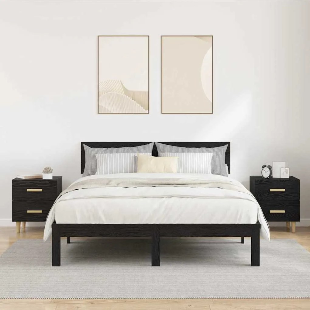 vidaXL Ντουλάπι κρεβατιού 2 pcs Μαύρη δρυς 40 x 35 x 47.5 εκ