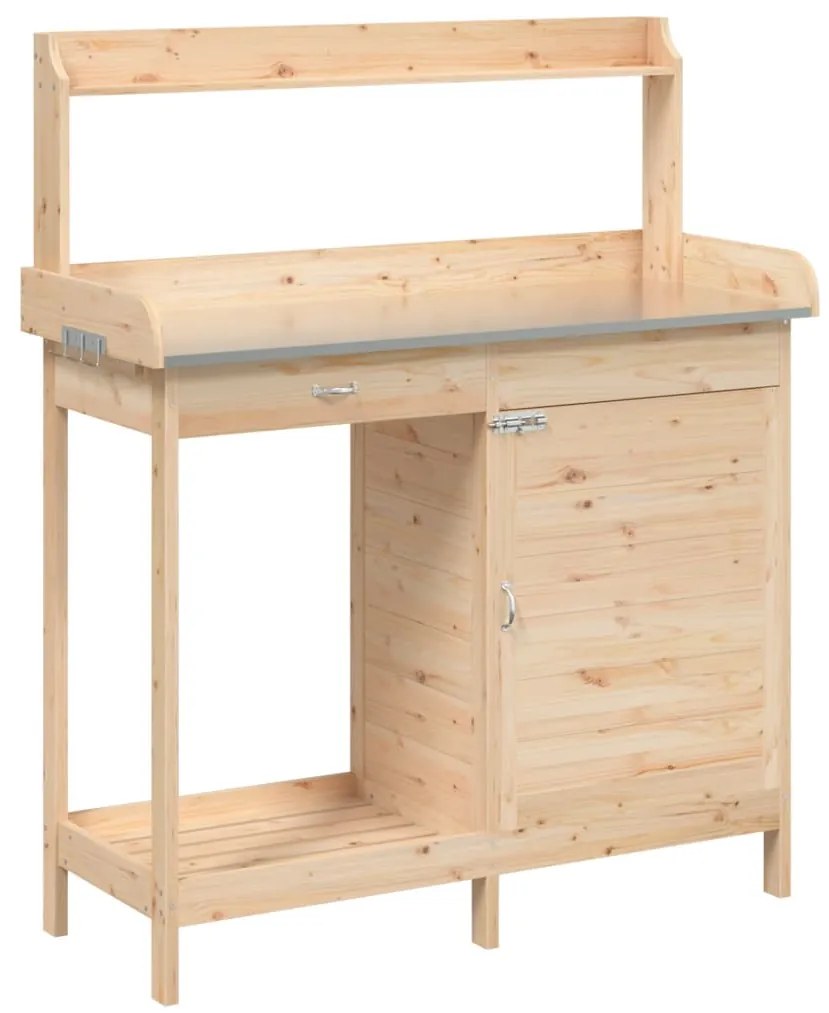 vidaXL Τραπέζι για Γλάστρες με Ντουλάπι 110,5x45x124,5 εκ. Μασίφ Ελάτη