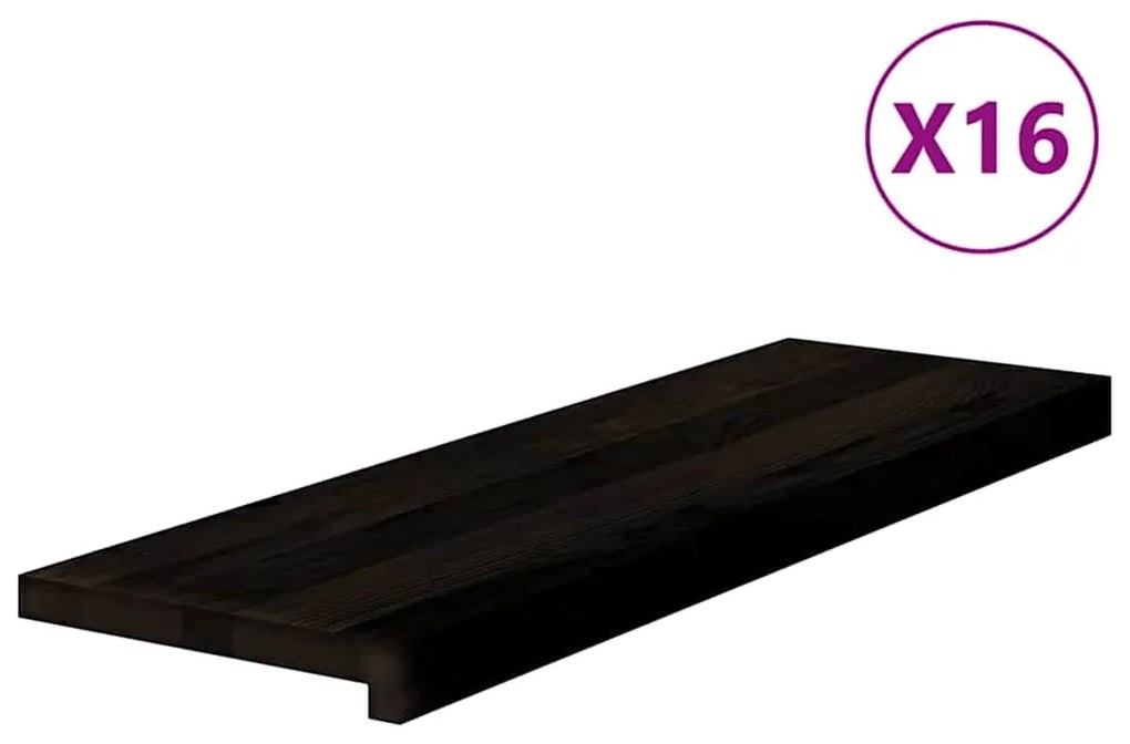 vidaXL Πέλματα Σκάλας 16 τμχ Σκούρο καφέ 80x30x2 cm Ξύλο μασίφ δρυς