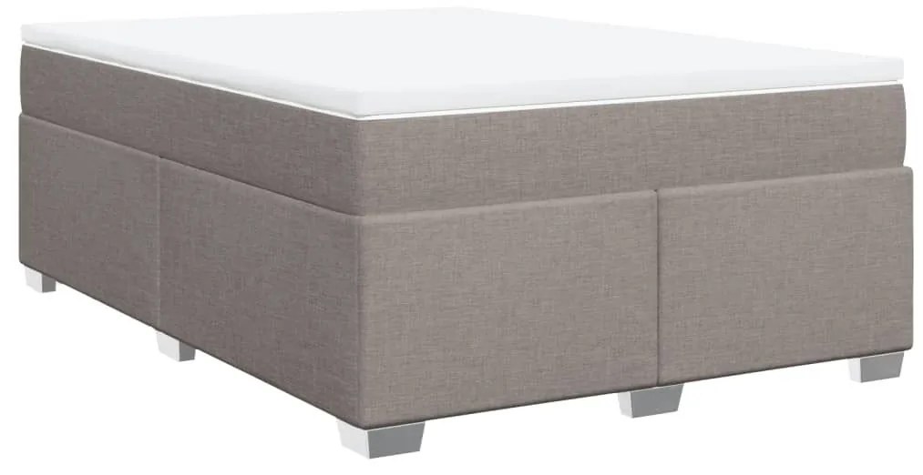 Κρεβάτι Boxspring με Στρώμα Taupe 140x190 εκ. Υφασμάτινο - Μπεζ-Γκρι