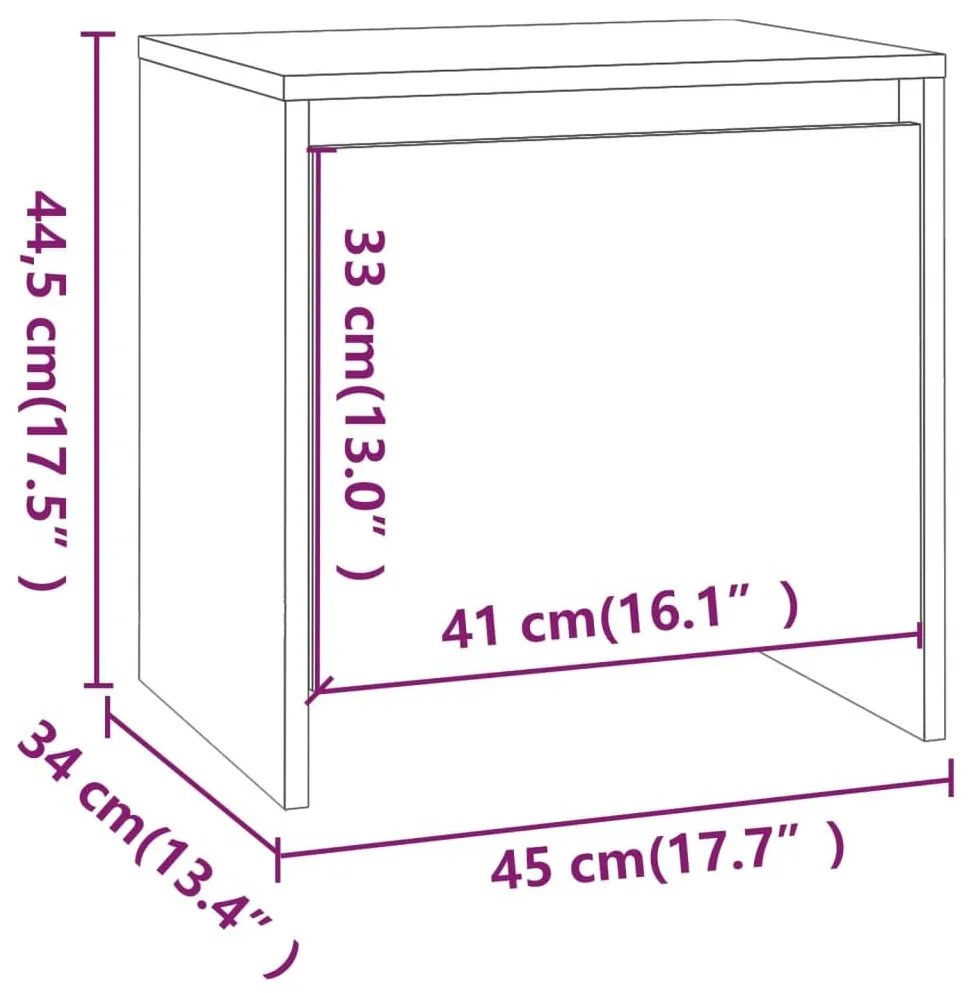 Κομοδίνα 2 Τεμ. Λευκά 45x34x44,5 εκ. από Επεξεργασμένο Ξύλο - Λευκό