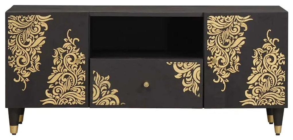 vidaXL Ντουλάπι TV με ράφι Μαύρο 105 x 33 x 46 εκ. Στερεό ξύλο μάνγκο