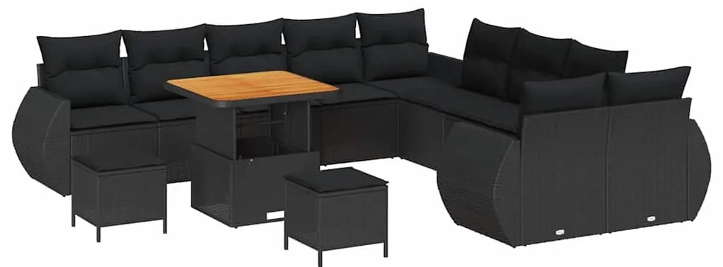 vidaXL Σετ Καναπέ Κήπου 13 pcs Μαύρο συνθετικό ρατάν