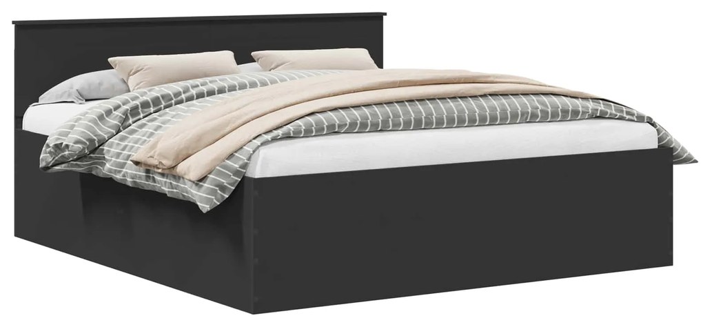 vidaXL Σκελετός Κρεβατιού Μαύρο 200 x 200 cm Επεξεργασμένο ξύλο