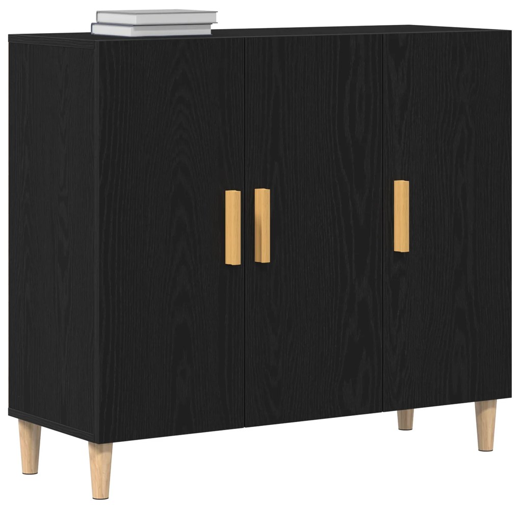 vidaXL Μπουφές Μαύρος Δρυς 90x34x80 εκ Επεξεργασμένο Ξύλο