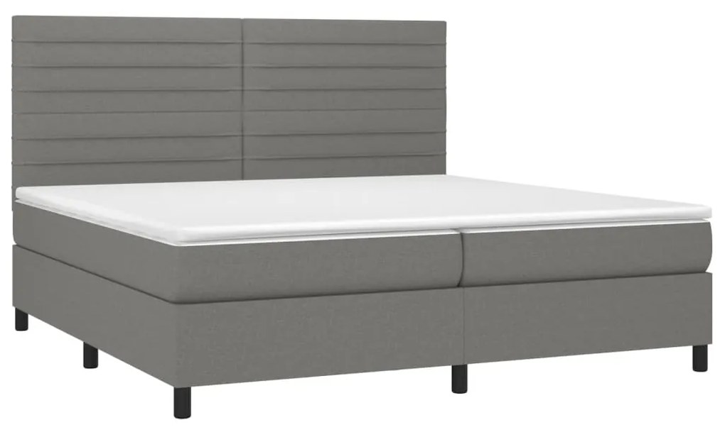 vidaXL Κρεβάτι Boxspring με Στρώμα Σκούρο Γκρι 200x200 εκ. Υφασμάτινο