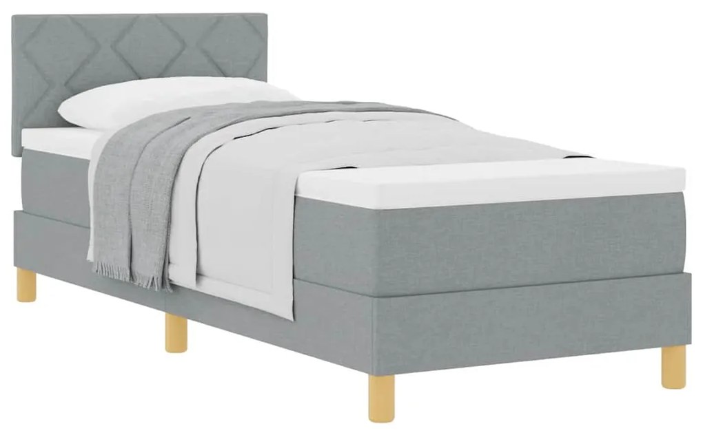 vidaXL Κρεβάτι box spring με στρώμα Ανοιχτό γκρι 80 x 200 cm ύφασμα