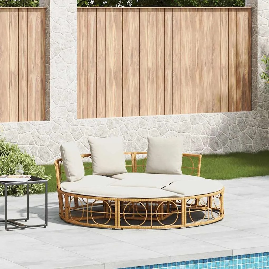 vidaXL Εξωτερική Lounge κρεβάτι χωρίς θόλο Poly Rattan