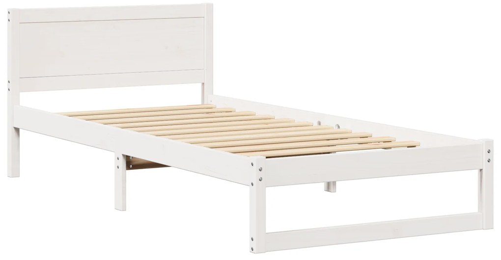 vidaXL Κρεβάτι Λευκό Ξύλο 90 x 200 cm Μινιμαλιστικό Κρεβάτι Ορθογώνιο