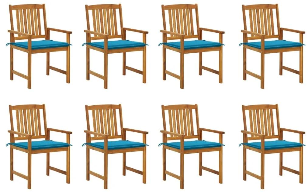 3078170 vidaXL Καρέκλες Κήπου 8 τεμ. από Μασίφ Ξύλο Ακακίας με Μαξιλάρια Μπλε, 1 Τεμάχιο