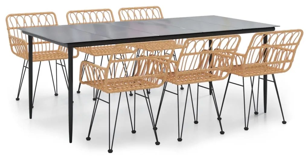 vidaXL Σετ Τραπεζαρίας Κήπου 7 Τεμαχίων από Συνθετικό Ρατάν