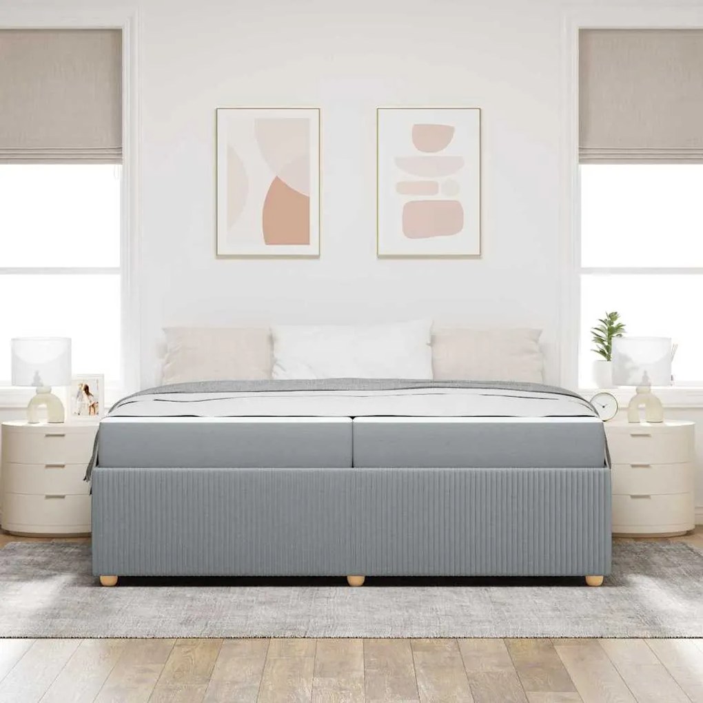 vidaXL Σκελετός Κρεβατιού Άλλο Ανοιχτό γκρι 200 x 200 cm ύφασμα