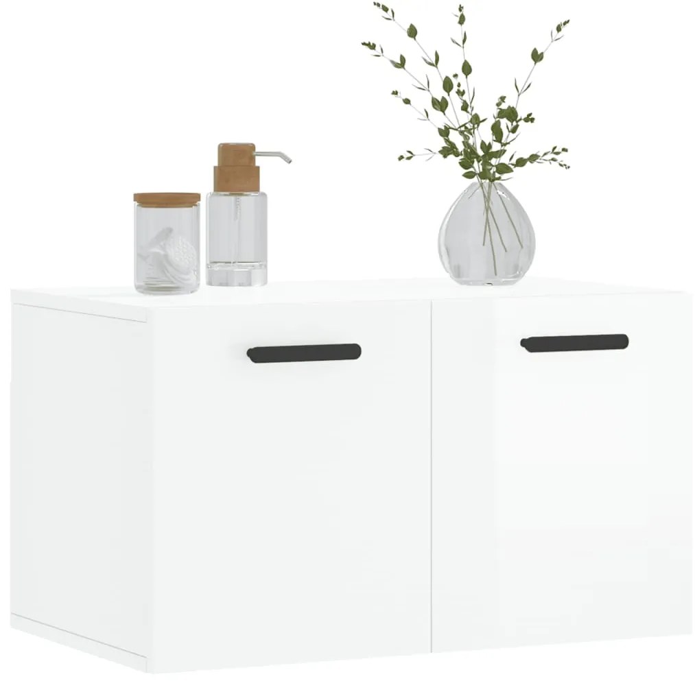 vidaXL Ντουλάπι Τοίχου Γυαλιστερό Λευκό 60x36,5x35 εκ. Επεξεργ. Ξύλο