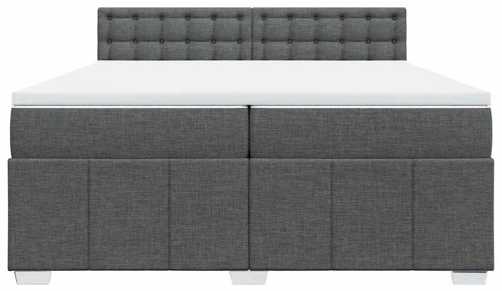 vidaXL Κρεβάτι Boxspring με Στρώμα Σκούρο Γκρι 200x200 εκ. Υφασμάτινο