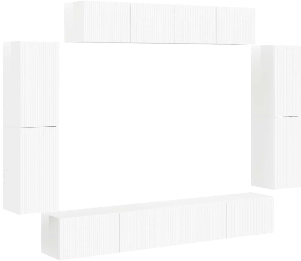 vidaXL Ντουλάπι TV 4 pcs Υψηλής γυαλάδας λευκό