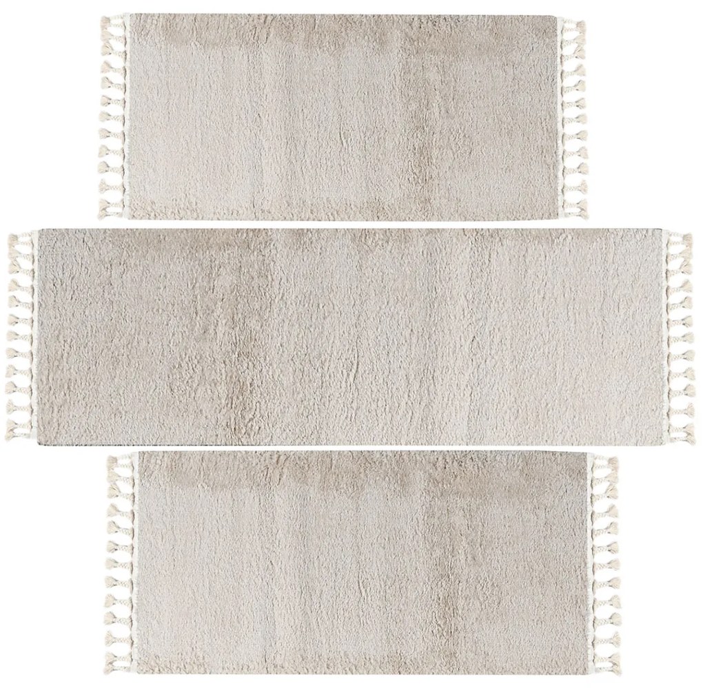 Χαλιά Κρεβατοκάμαρας (Σετ 3τμχ) Polcarpet Soft Shaggy Cream