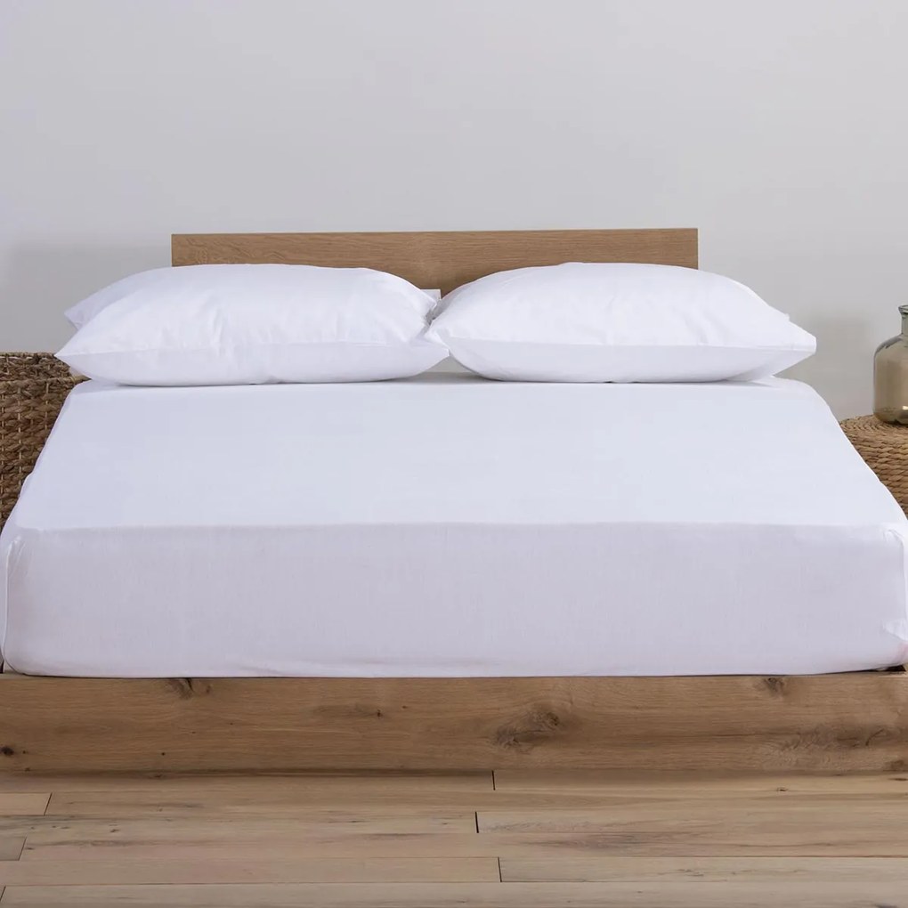 Σεντόνι Μακό Διπλό Με Λάστιχο (140x200+30) Nef-Nef Homeware Jersey Λευκό